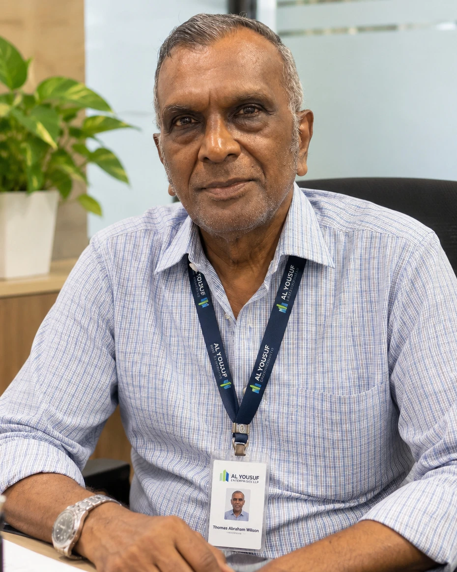 Thomas Abraham Wilson at his desk in the Al Yousuf office